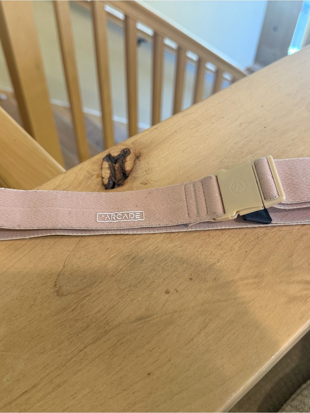 Arcade Pink Elastic Belt with Beige Buckle